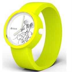 Image of O'Clock Neon gul med Mickey Mouse ur